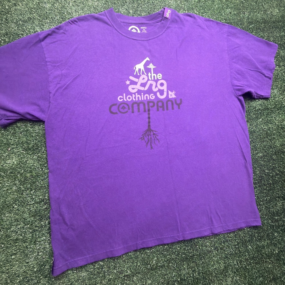 VTG Y2K LRG Clothing Mens XL Purple Graphic T-Shirt Giraffe Tree Roots Cotton